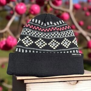 Swiss Tech Thinsulate Fleece Lined Beanie Womens Pink Black Winter Ski Snow Hat